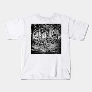 strong root system on the tree in the magic forest Kids T-Shirt